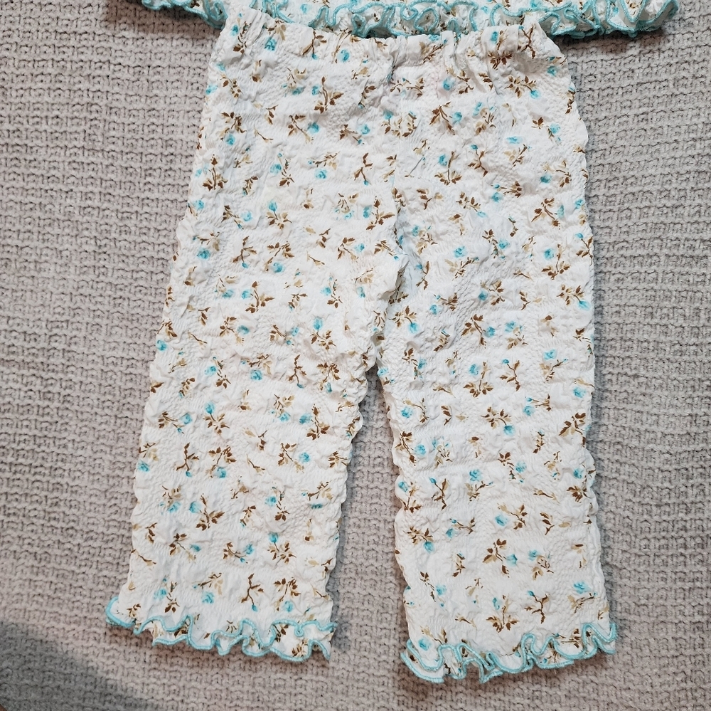Vintage Textured Floral Pant Set Size 3t - Picture 6 of 9